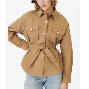 NEW Maje Baki Self-Tie Classic Stretch-Cotton Shirt Jacket size 34 / XS